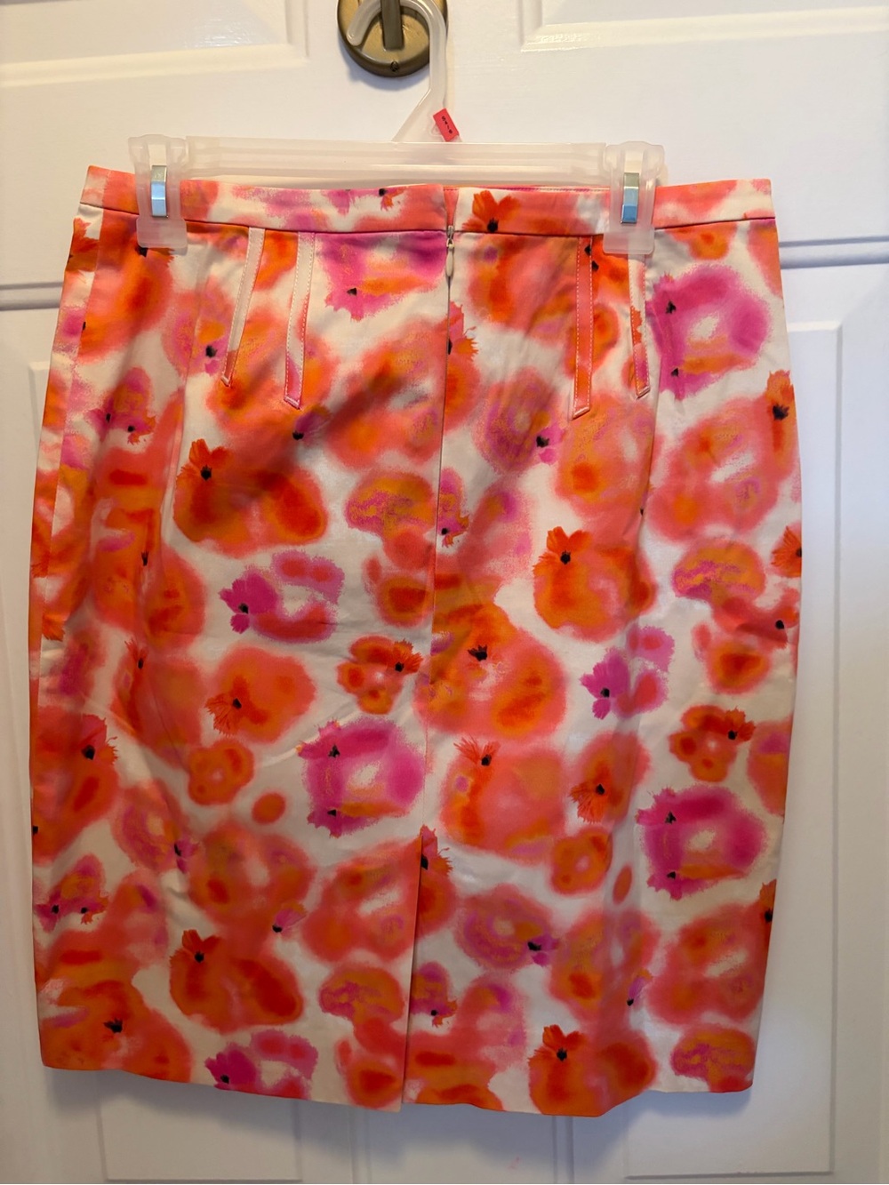 Ann Taylor Pink & Orange Floral Watercolor Pencil Skirt